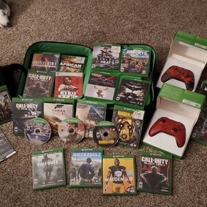 Video Game Bundle with Controllers 2 of them need rubbers for the sticks xbox 1x